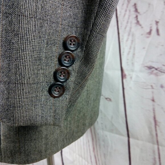 Nigel's By Nathan David Mark Shale 42R Olive Gray Plaid Suit Blazer Spor… - Picture 5 of 11